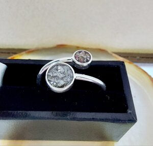 Ashes Memorial Sterling Silver Dual Round Adjustable Ring