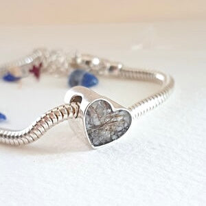 Ashes Memorial Sterling Silver Heart Shaped  Charm