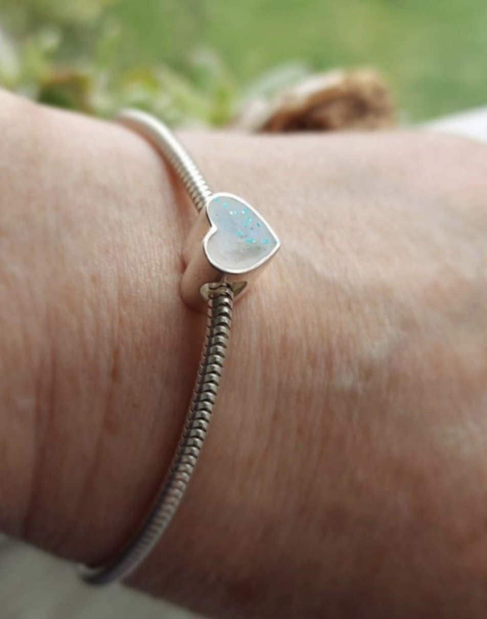 Breastmilk Sterling Silver Heart Shaped Charm