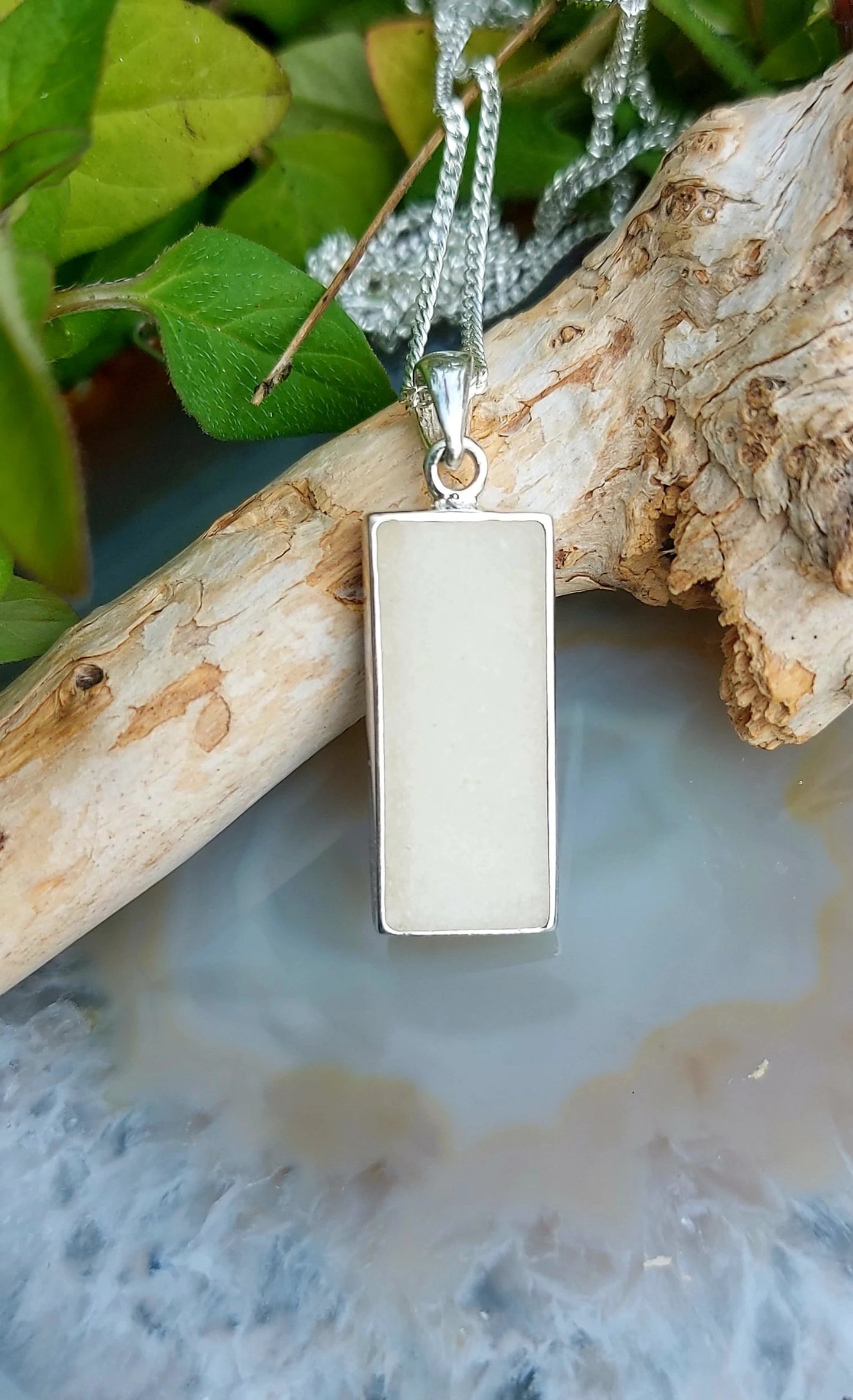 Breastmilk Sterling Silver Oblong Pendant