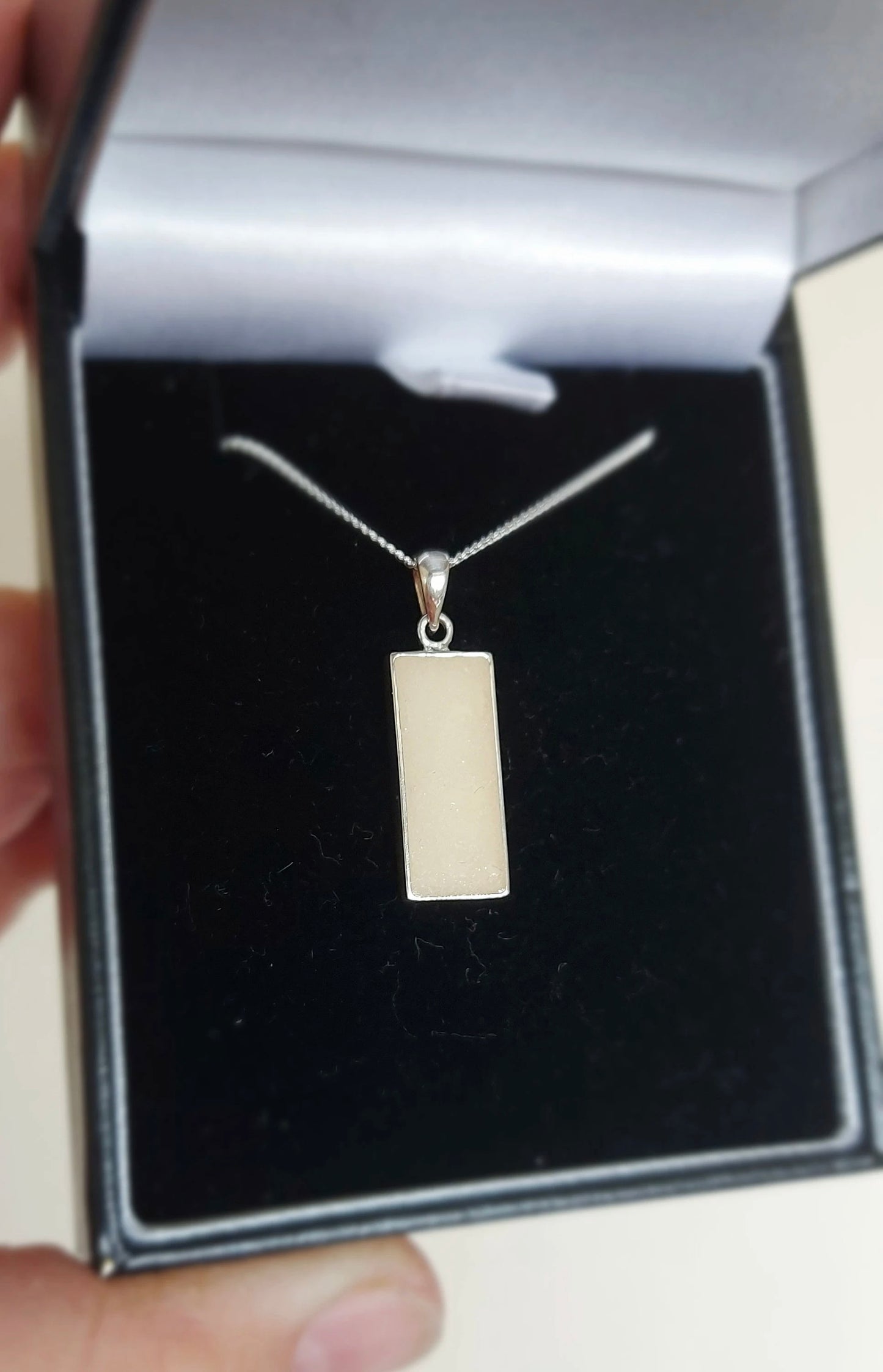 Breastmilk Sterling Silver Oblong Pendant