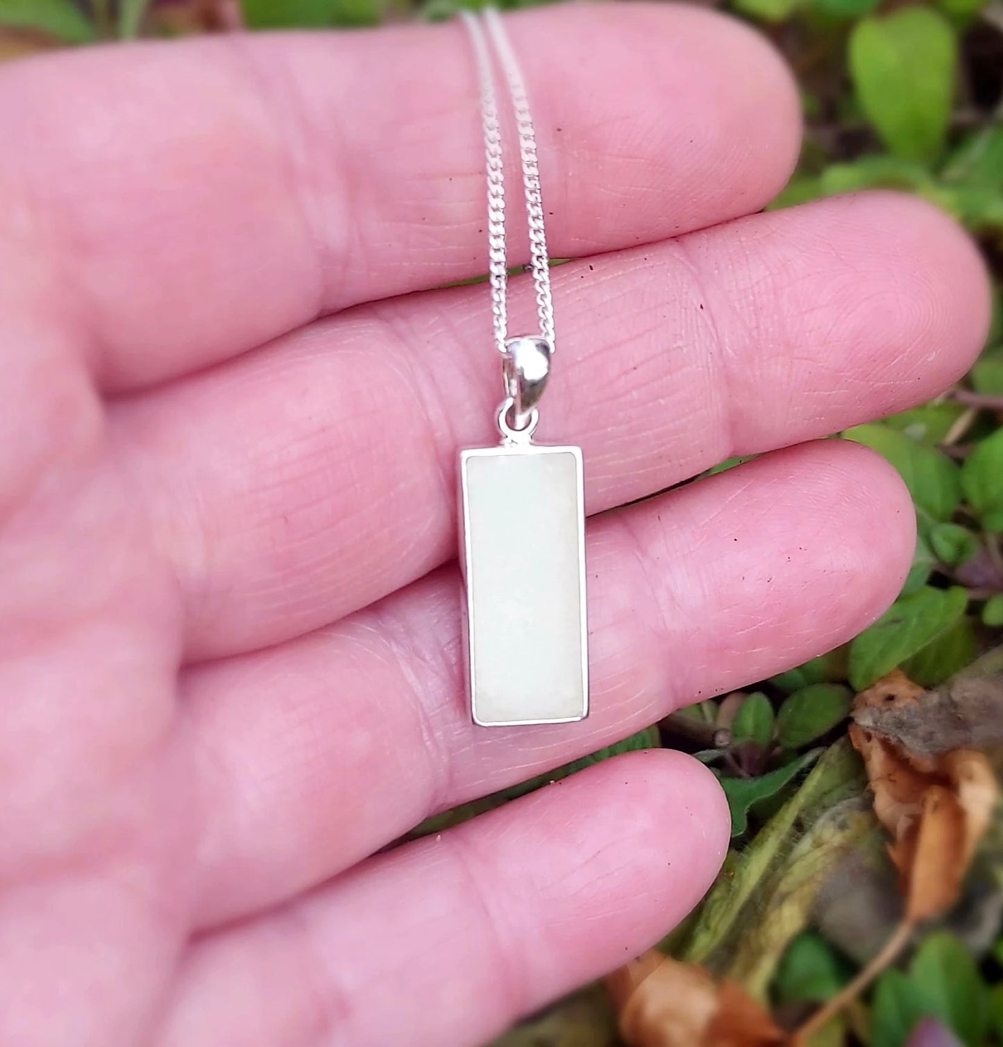 Breastmilk Sterling Silver Oblong Pendant