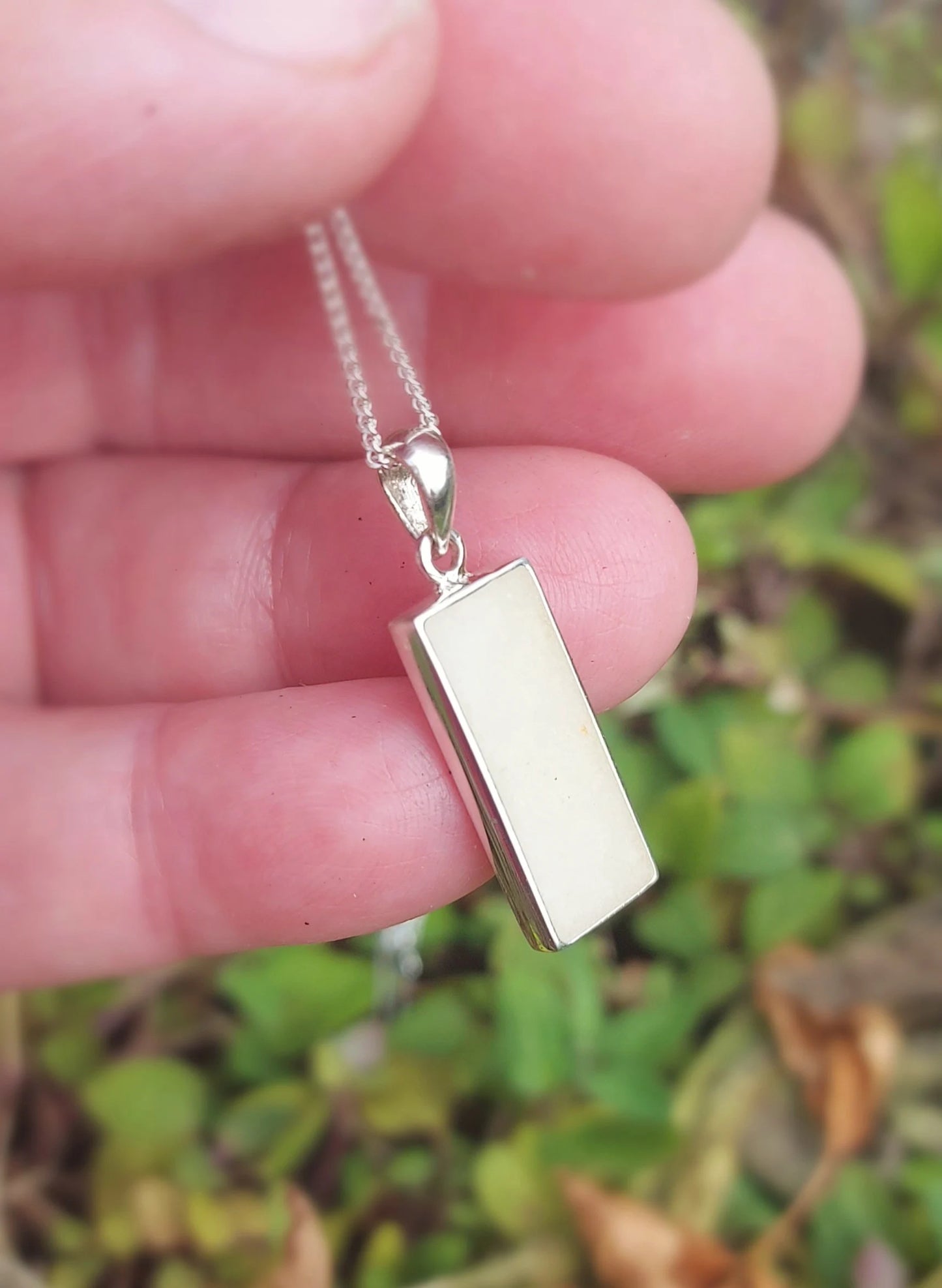 Breastmilk Sterling Silver Oblong Pendant