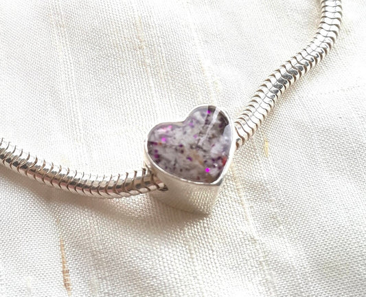 Ashes Memorial Sterling Silver Heart Shaped  Charm
