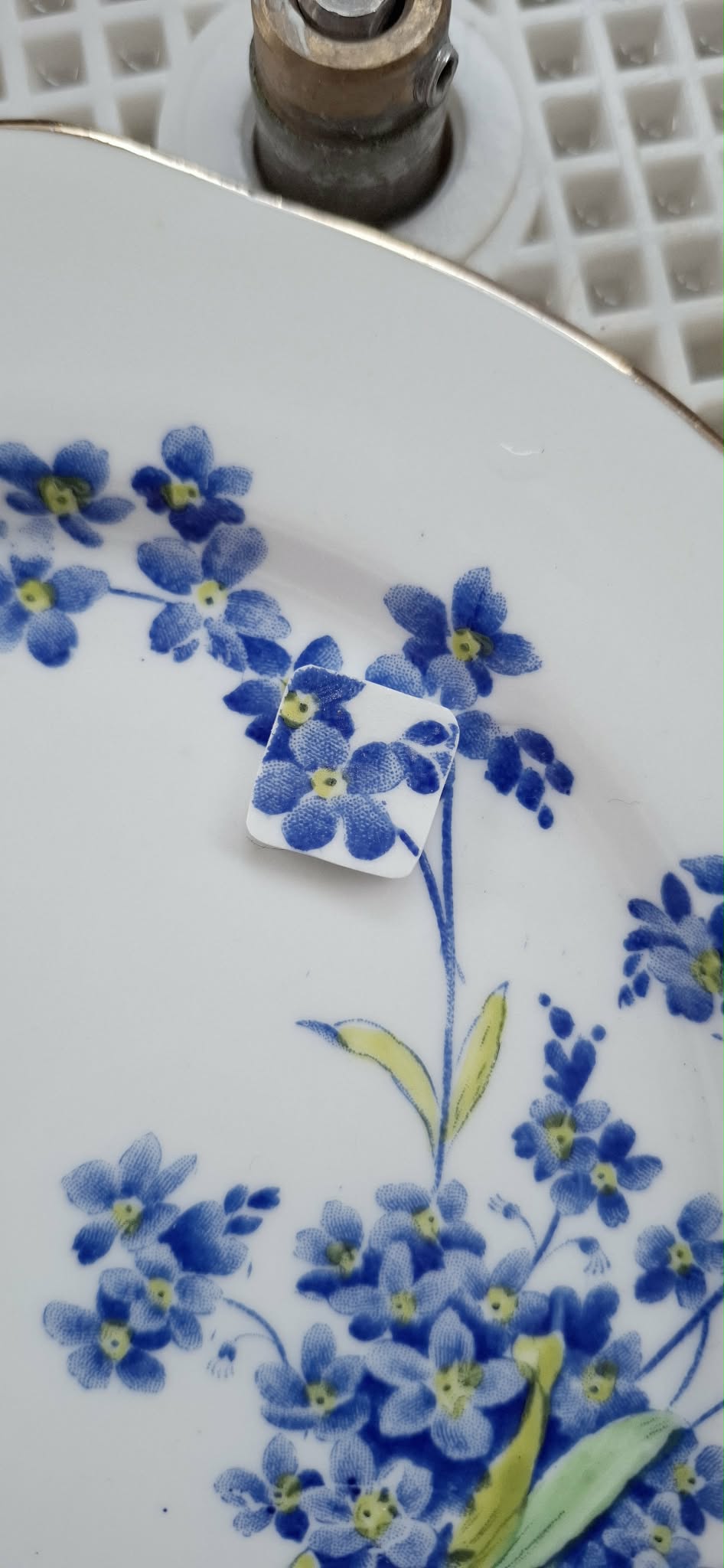 Broken China Forget-Me-Not Pendant