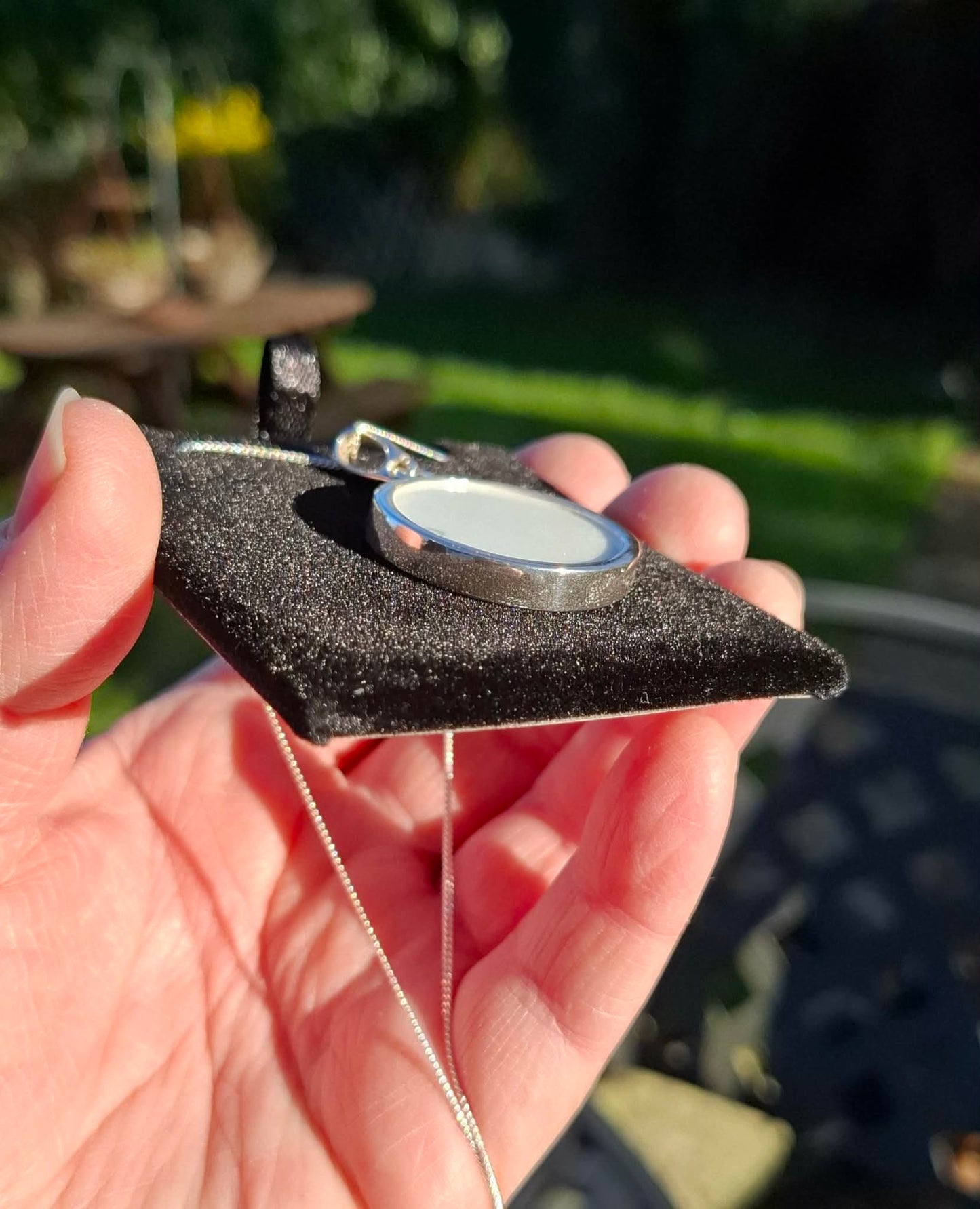 Broken China Willow Pattern Round Silver Pendant, Junk Boat Pendant