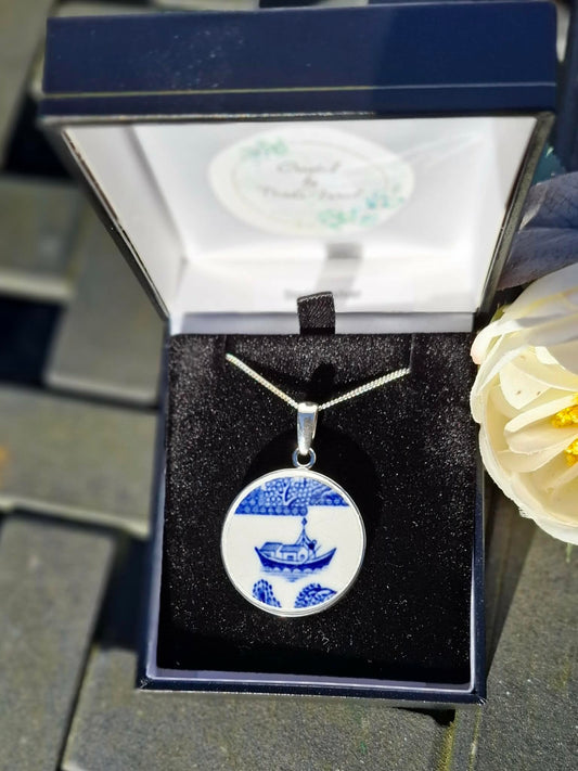 CUSTOM ORDER large round Broken China English Pendant