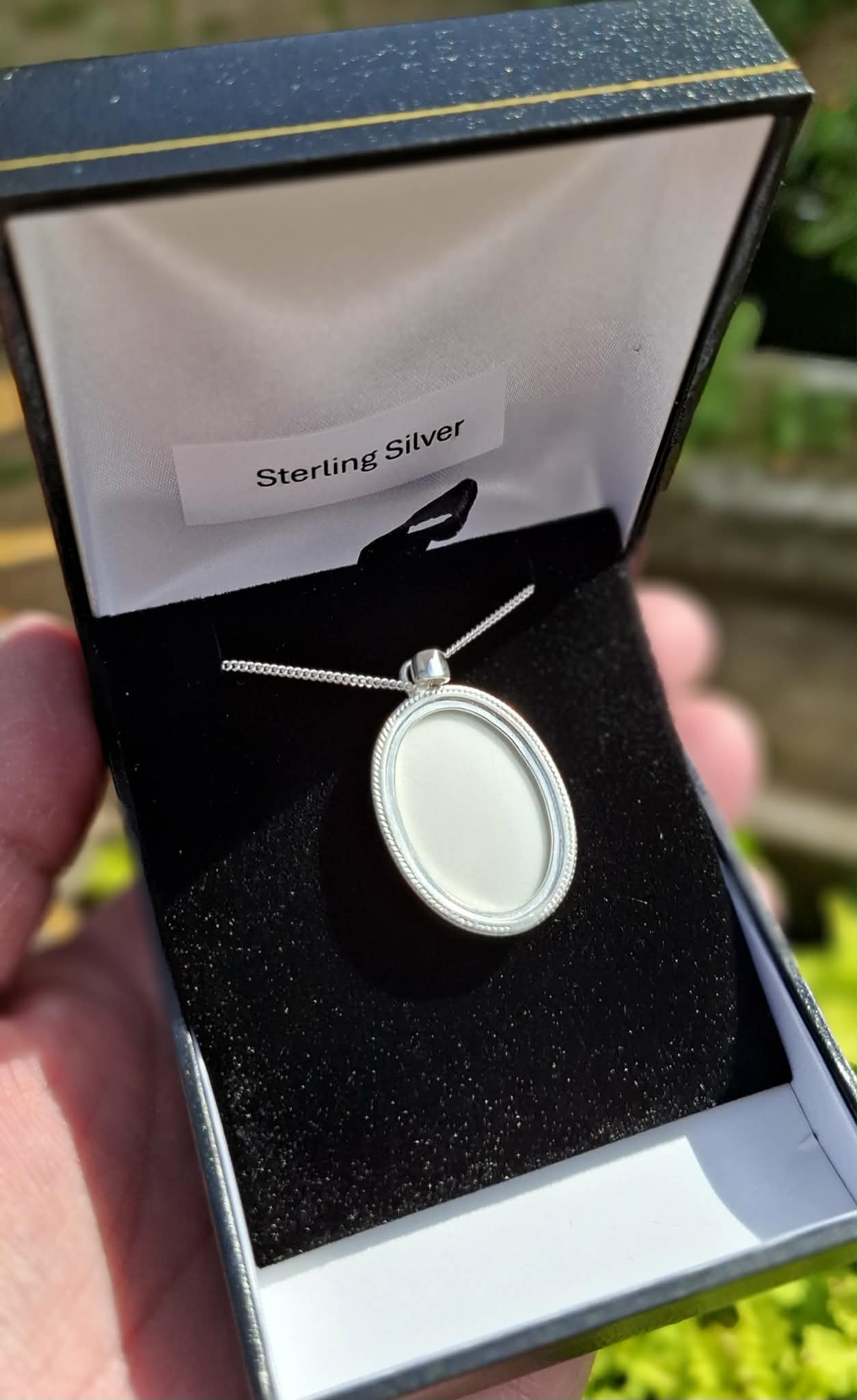 Bridal Jewellery Broken China Forget-Me-Not Oval Pendant