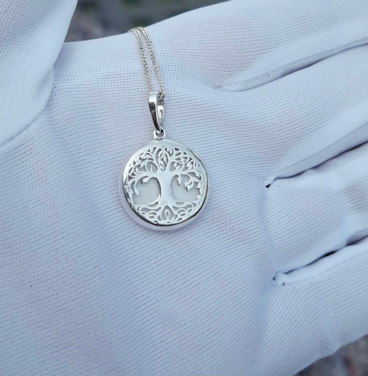 Reversible Forget Me Not & Tree of Life Stirling Silver Pendant